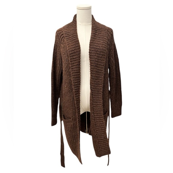 525 AMERICAN Sweater Coat Belt Brown Toasted Almond Knit Women Size XS $179 MSRP - Picture 6 of 11